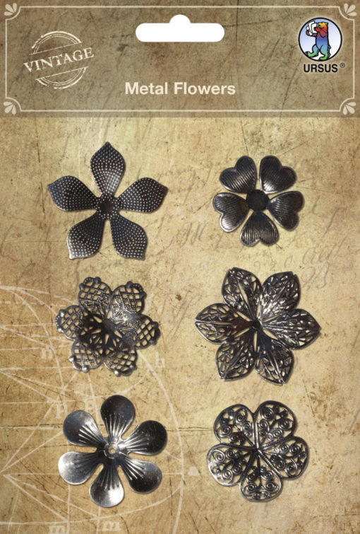 Ursus Vintage Metall Sticker Blumen für Scrapbooking