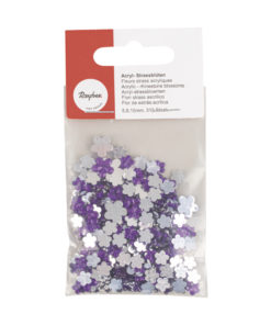 Acryl- Strassblüten in lila und kristall