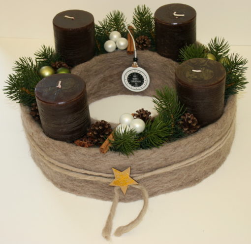 Adventskranz mit Wollfilz