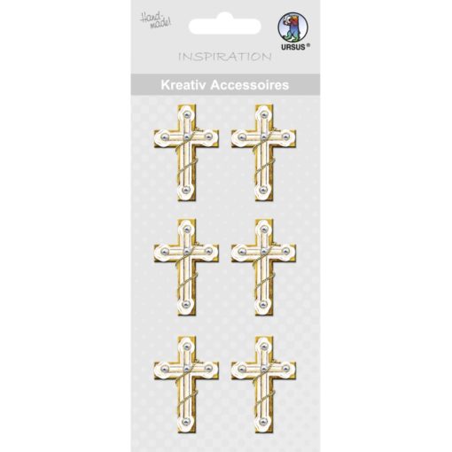 Kreativ Accessoires Kreuz in gold/weiß, zur Anlassgestaltung