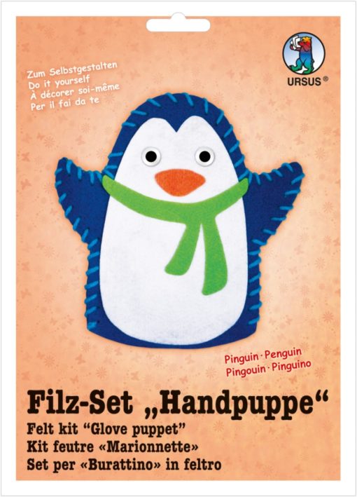 Ursus Filz-Handpuppe Pinguin, zum Gestalten