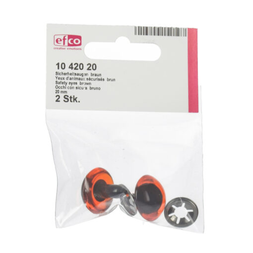 Braune Sicherheitsaugen zum Stecken, 20mm Ø