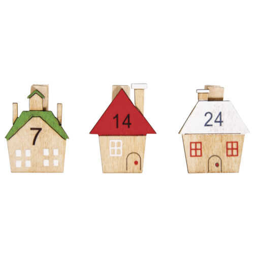 Holz-Klammern mit Haus 1-24