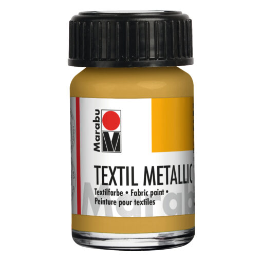 Marabu Textil metallic, deckende Stoffmalfarbe, 15ml metallic gold