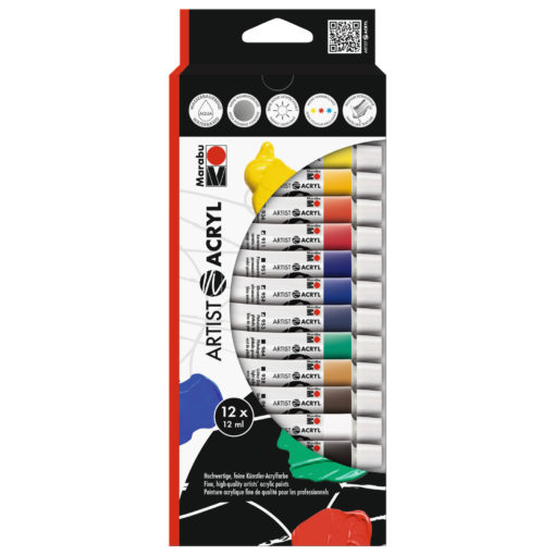Marabu Artist Acryl, Acrylfarben-Set, 12x12 ml