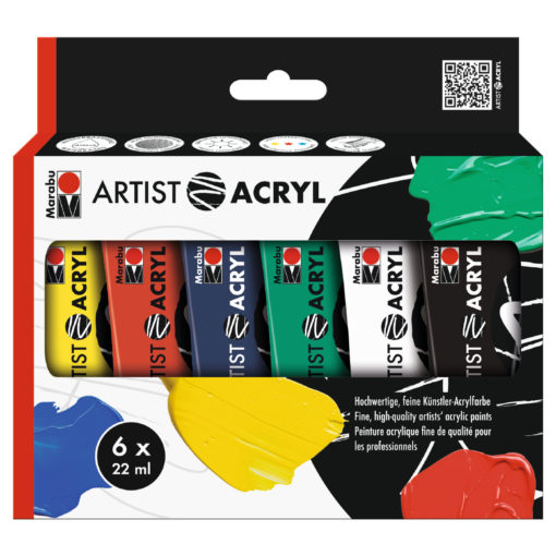 Marabu Artist Acryl, Acrylfarben-Set, 6 x 22ml