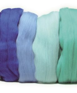 Merino Kammzugwolle blau Mix, zum Filzen