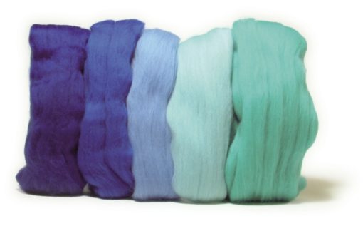 Merino Kammzugwolle blau Mix, zum Filzen