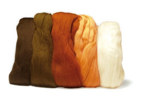 Merino Kammzugwolle braun Mix, zum Filzen