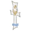 Wachsdekor Kreuz für Taufkerzen in weiß/gold