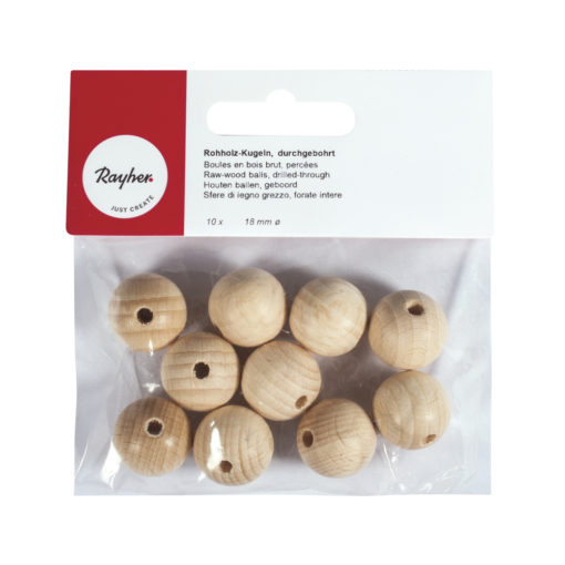 Rohholz-Kugeln, durchgebohrt, 18mm ø