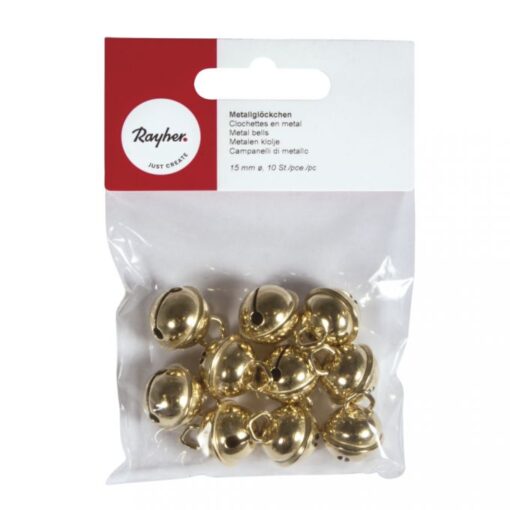 Rollenglöckchen gold 15mm in Verpackung