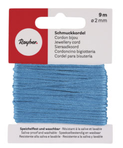 Rayher Schmuckkordel 2mm Ø, türkis, Karte 9m