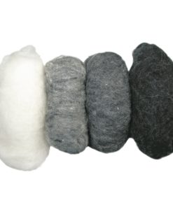 Schafschurwolle zum Trockenfilzen, meliert Grau-Töne