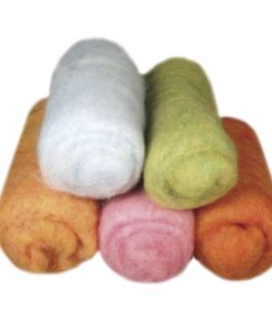 Schafschurwolle zum Trockenfilzen, Sommermix Pastelltöne