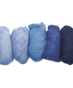 Schafschurwolle zum Trockenfilzen, meliert blau-Töne