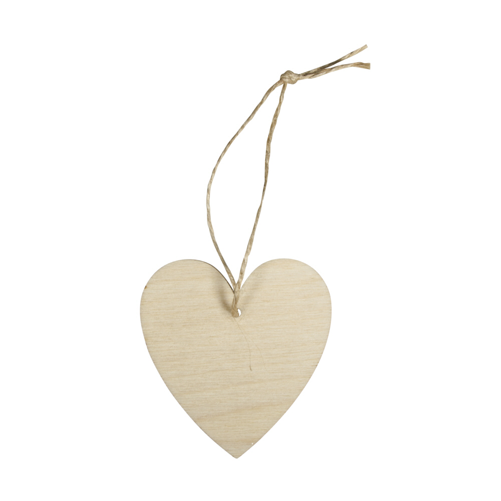 Holz Hänger Herz mit Jutegarn, natur, 6 Stück ➤ ✓