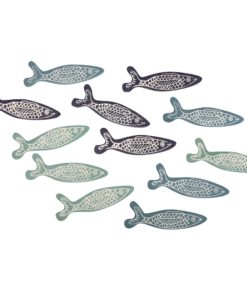 Holzstreuer Fische in blau sortiert