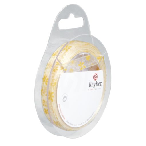Chiffonband mit Blümchenmuster, maisgelb
