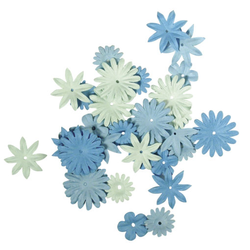 Rayher Papiier-Blütenmischung hellblau, sortiert