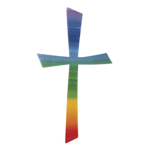 Wachsdekor Kreuz in regenbogenfarben