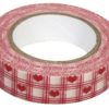 Washi Tape Herzen weiß-rot auf Rolle