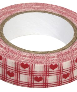 Washi Tape Herzen weiß-rot auf Rolle