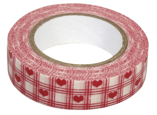 Washi Tape Herzen weiß-rot auf Rolle