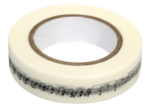 Washi Tape schwarze Noten in weiß