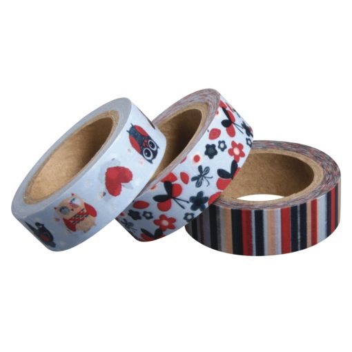 Washi Tape Set Eulen 3 Rollen sortiert