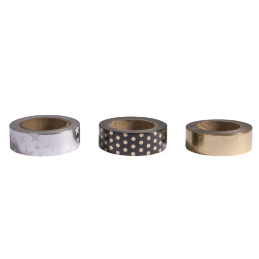 Washi Tape Set schwarz / gold / silber sortiert