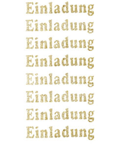 Rössler Einladungssticker in Glitter Gold