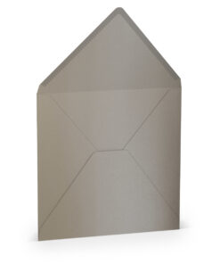 Umschlag mit Seidenfutter, quadratisch, Taupe metallic