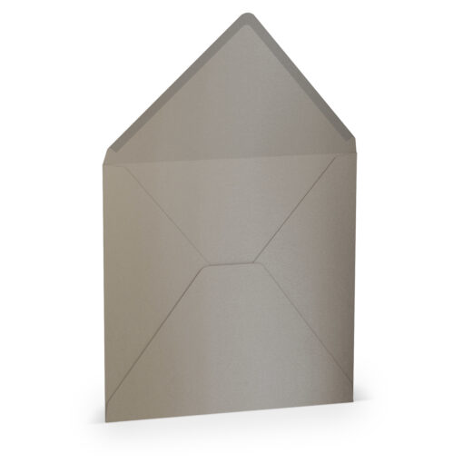 Umschlag mit Seidenfutter, quadratisch, Taupe metallic