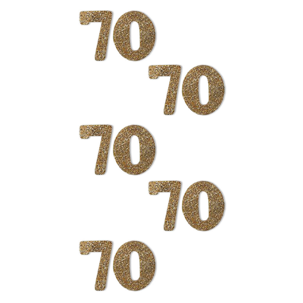 Rössler Handmade Sticker Zahl 70, gold Glitter