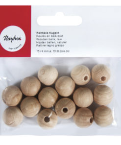 Rohholz-Kugeln, gebohrt, 15mm ø