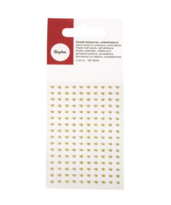 Plastik-Halbperlen, selbstklebend, gold