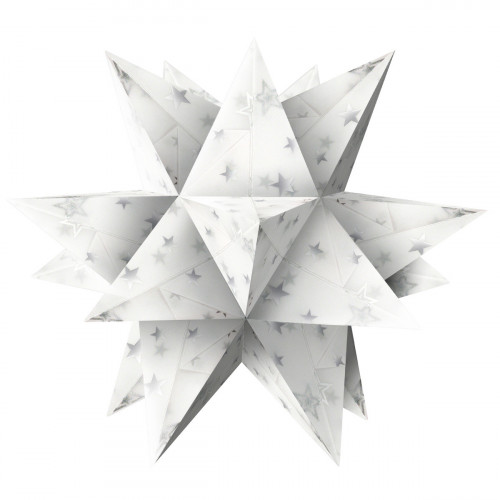 Faltblätter Aurelio-Stern, Silver Stars, weiß/silber