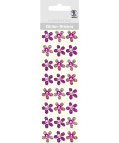 Glitter-Sticker Blüten, rosa, zum Basteln
