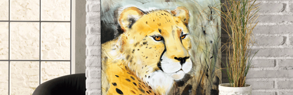 Gepard mit Acrylfarben auf Keilrahmen gemalt