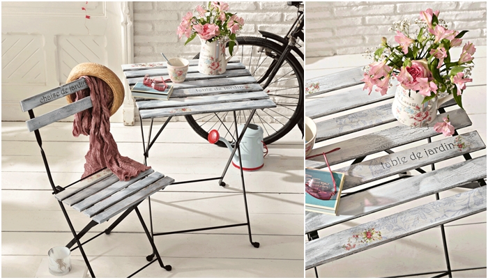 Die fertig bemalten Möbel im Shabby Chic Look.