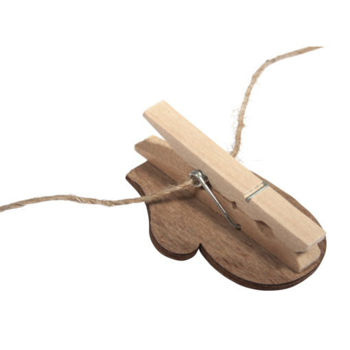 Adventskalenderzahl, Handschuh aus Holz mit Klammer