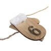 Adventskalenderzahl, Handschuh aus Holz mit Klammer