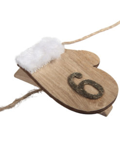 Adventskalenderzahl, Handschuh aus Holz mit Klammer