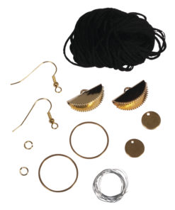 Bastelpackung, Boho-Ohrringe Halbmond schwarz/gold