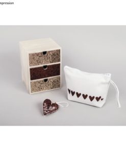 Tasche und Kommode mit Glitzerstoff in nougat
