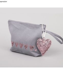 Tasche mit Glitzerstoff in gold/nougat