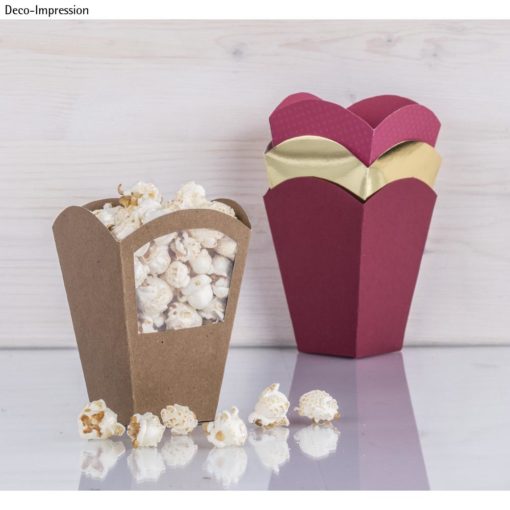 Papierschablone Popcorn-Tüte, fertige Box