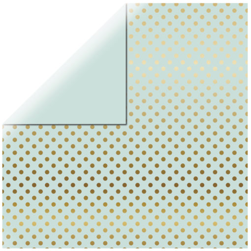 Scrapbookingpapier Gold Foil Dots in mintgrün