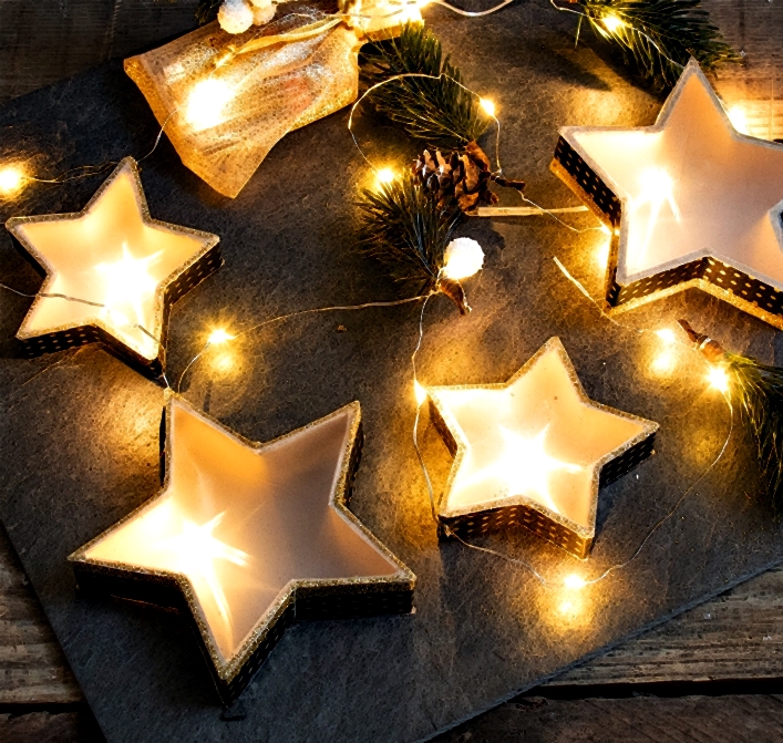 Sterne beleuchtet mit einer Lichterkette.